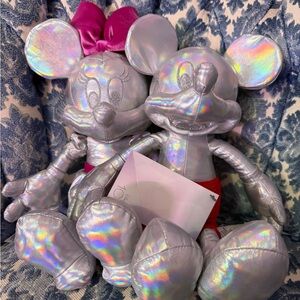 Disney 100 Holographic Mickey and Minnie Plush Set